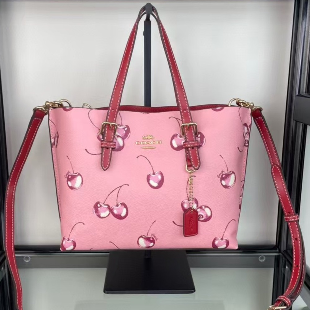 Coach Mollie Tote Bag 25 With Cherry Print